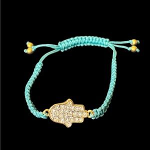 Juicy Couture Braided Pave Rhinestone Gold Tone Hamsa Bracelet NWOT BUY2 GET 1